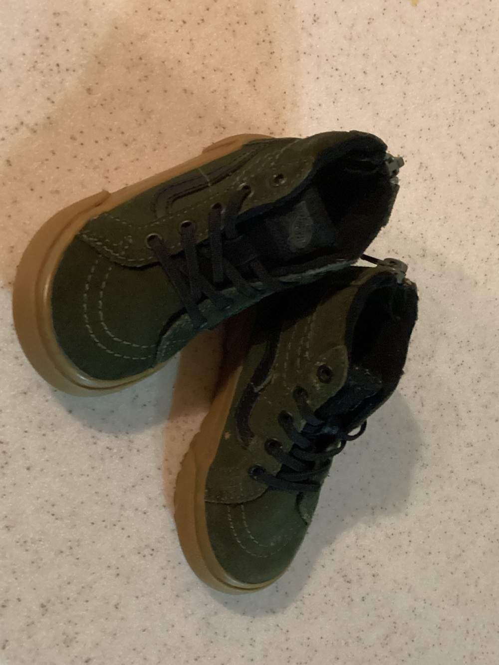Vans Kids High-Top Sneakers in Olive Green with Gum Sole